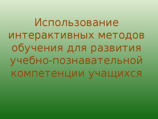 Использование интерактивных методов обучения для развития учебно-познавательной компетенции учащихся 