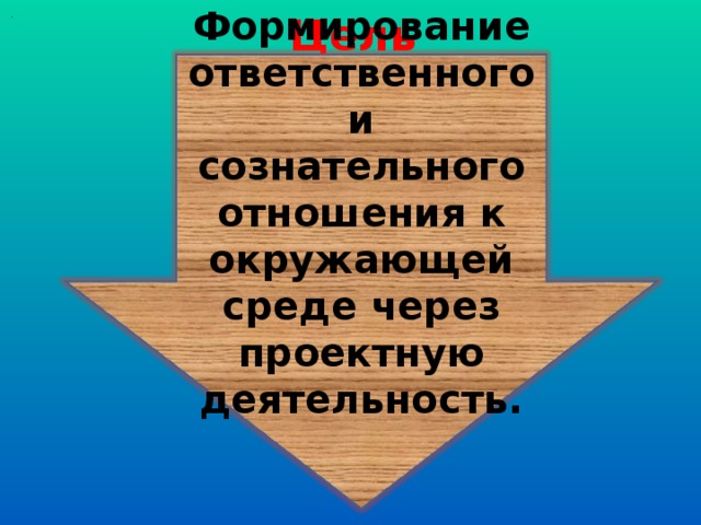 Цель  . Формирование ответственного и сознательного отношения к окружающей среде через проектную деятельность. 