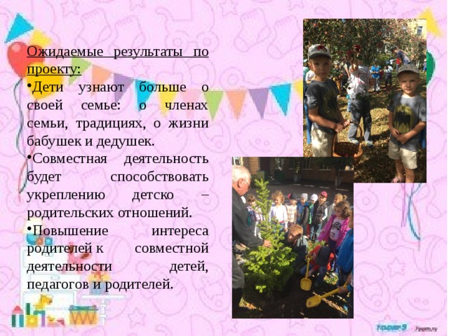 Ожидаемые результаты по проекту: