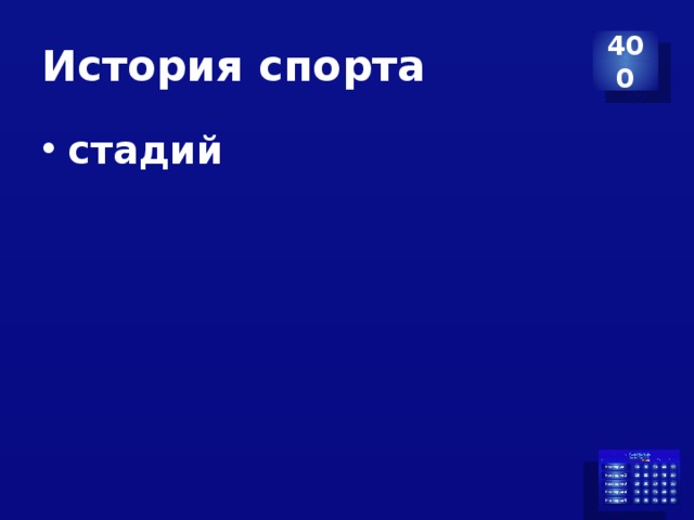 История спорта 400 стадий 