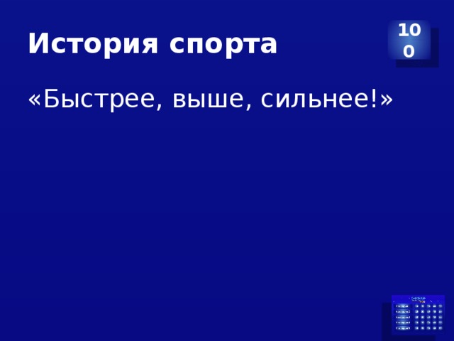 История спорта 100 «Быстрее, выше, сильнее!» 