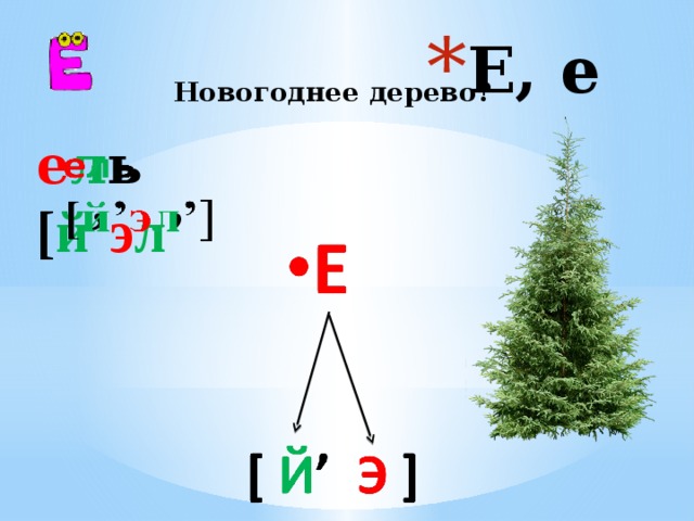 Е, е Новогоднее дерево? е л ь    [ й ’ э л ’ 