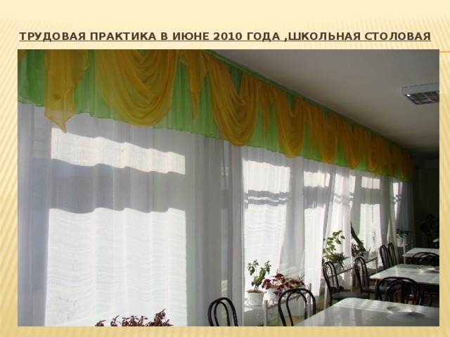 Трудовая практика в июне 2010 года ,школьная столовая   
