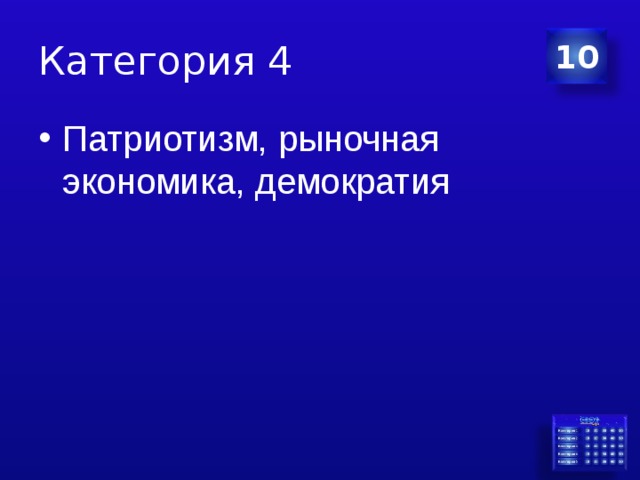 Категория 4 10 Патриотизм, рыночная экономика, демократия 