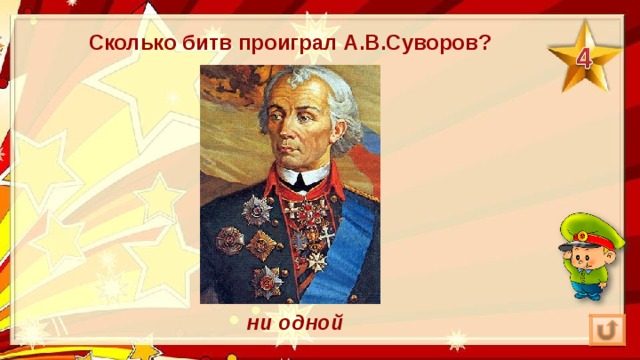 Сколько битв проиграл А.В.Суворов? ни одной 
