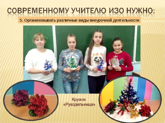 5. Организовывать различные виды внеурочной деятельности 