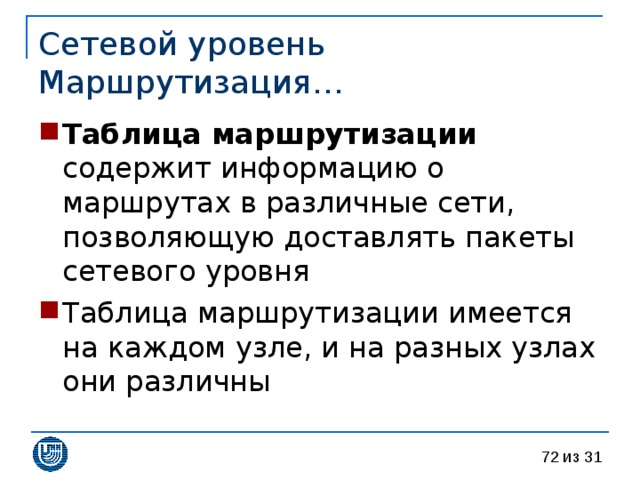 Сетевой уровень  Маршрутизация… Таблица маршрутизации 
