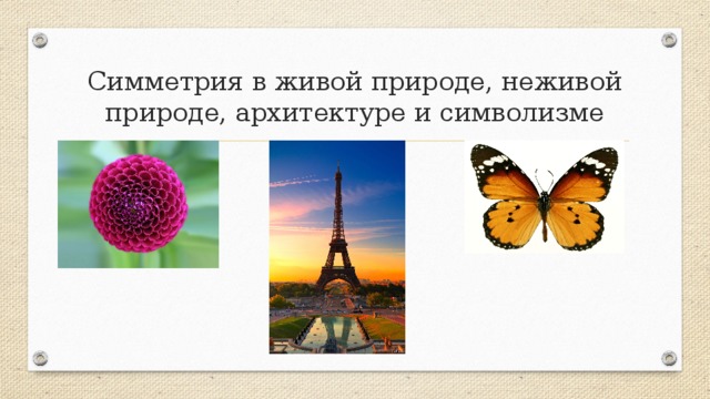Симметрия в живой природе, неживой природе, архитектуре и символизме 