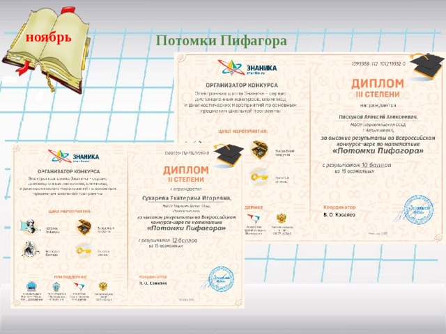 ноябрь   Потомки Пифагора  