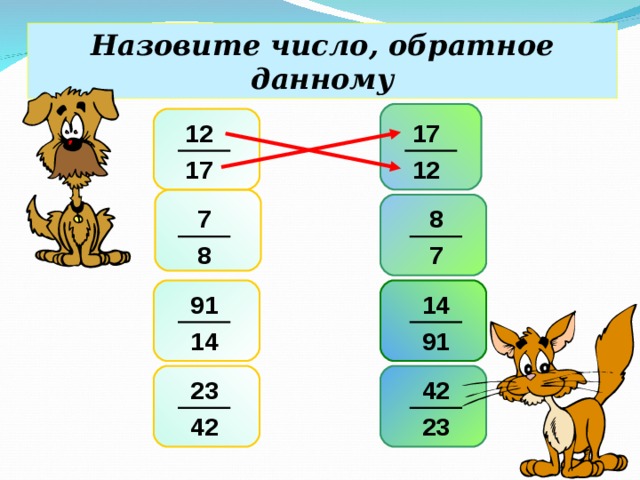Назовите число, обратное данному 12 17 17 12 7 8 8 7 14 91 91 14 23 42 42 23 