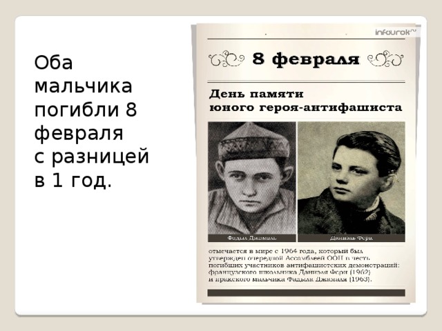 Оба мальчика погибли 8 февраля с разницей в 1 год. 