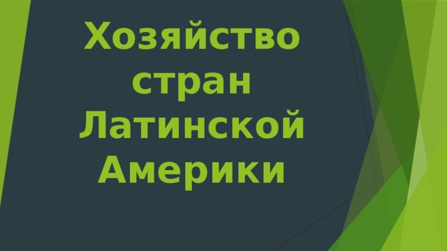 Хозяйство стран Латинской Америки 