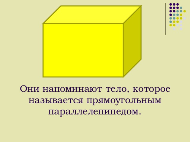 Они напоминают тело, которое называется прямоугольным параллелепипедом. 