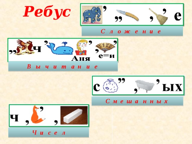 Ребус С л о ж е н и е  В ы ч и т а н и е  С м е ш а н н ы х  Ч и с е л  