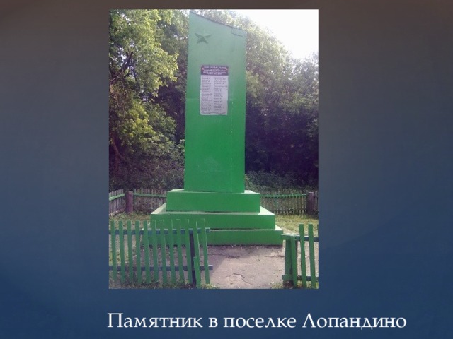  Памятник в поселке Лопандино 