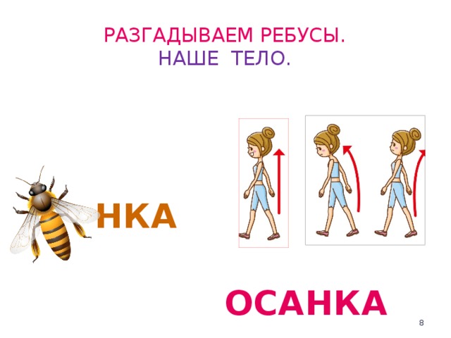 Разгадываем ребусы.  НАШЕ ТЕЛО. НКА ОСАНКА  