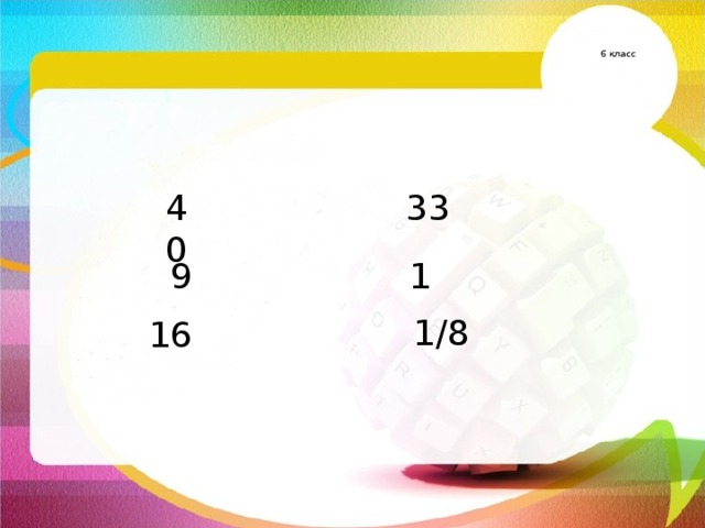   6 класс   40 33 9 1 1/8 16 