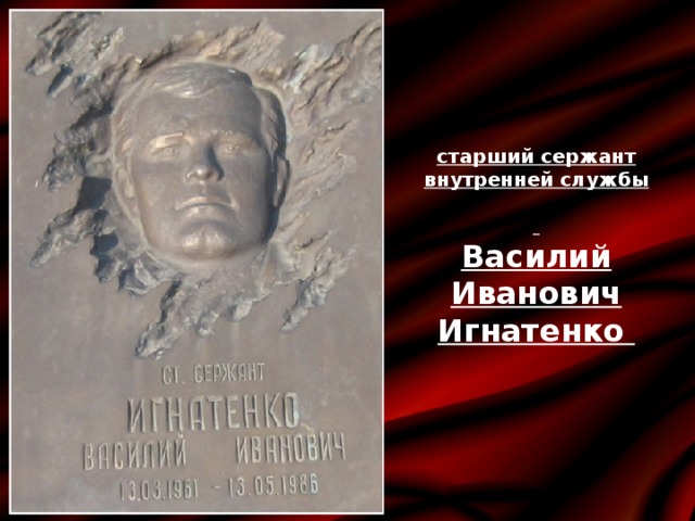 старший сержант внутренней службы   Василий Иванович Игнатенко 