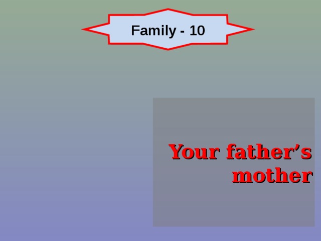 Family - 10 Your father’s mother 