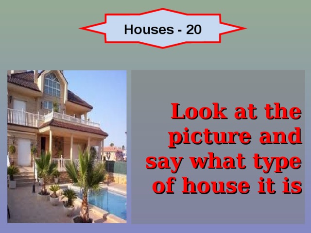 Houses - 20 Look at the picture and say what type of house it is 