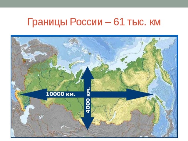 Границы России – 61 тыс. км 