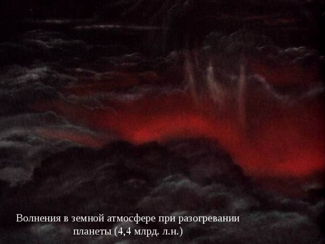 Волнения в земной атмосфере при разогревании планеты (4,4 млрд. л.н.) 