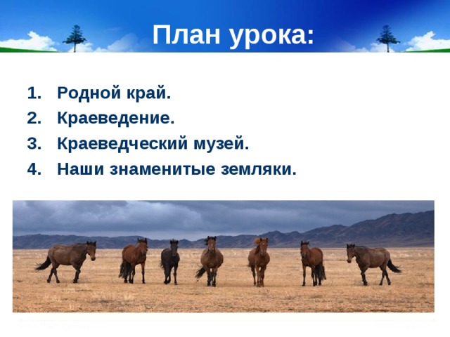 План урока: Родной край. Краеведение. Краеведческий музей. Наши знаменитые земляки. 