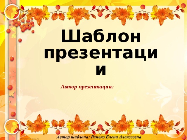 Шаблон презентации Автор презентации:  