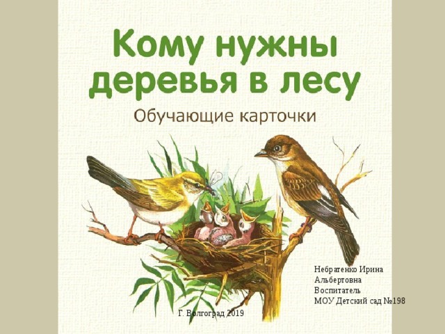 Небратенко Ирина Альбертовна Воспитатель МОУ Детский сад №198 Г. Волгоград 2019 