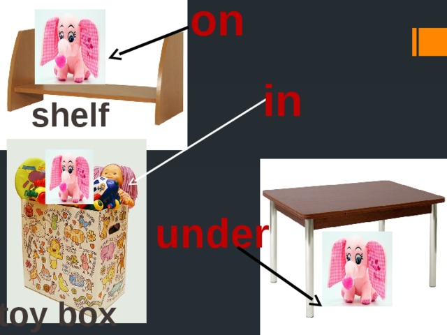 on in shelf under toy box 