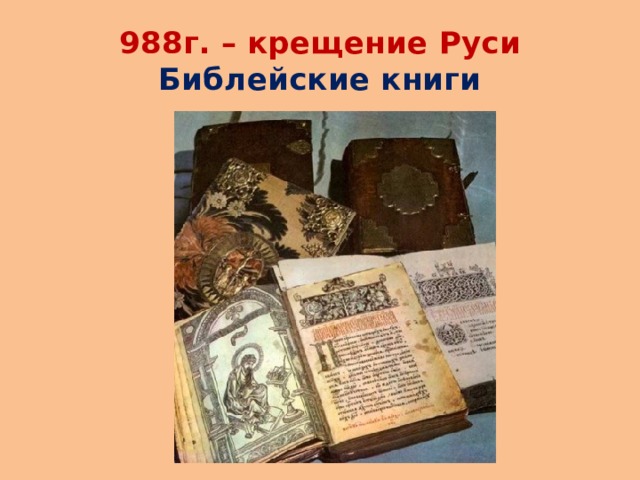 988г. – крещение Руси  Библейские книги 