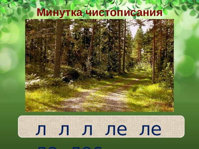 Минутка чистописания л л л ле ле ле лес 