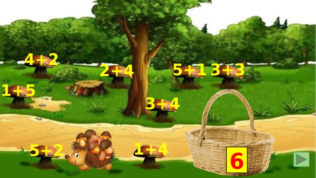 4+2 3+3 5+1 2+4 1+5 3+4 1+4 5+2 7 6 