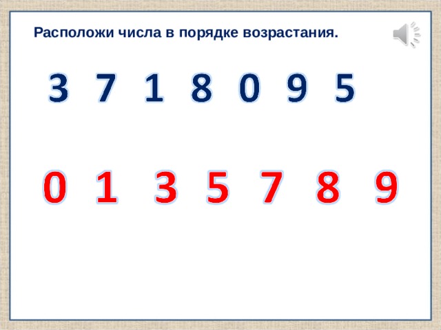 Расположи числа в порядке возрастания. 