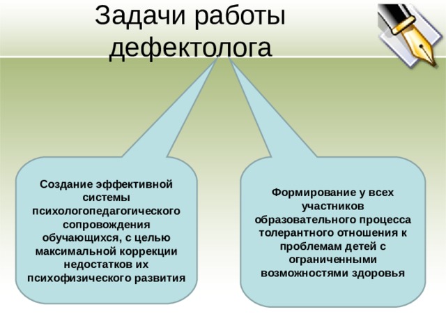Создание эффективной системы психологопедагогического сопровождения обучающихся, с целью максимальной коррекции недостатков их психофизического развития Формирование у всех участников образовательного процесса толерантного отношения к проблемам детей с ограниченными возможностями здоровья 