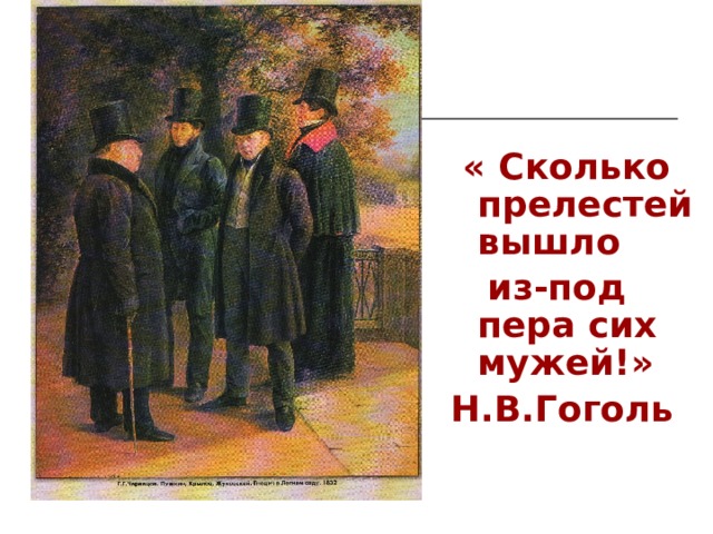  « Сколько прелестей вышло  из-под пера сих мужей!» Н.В.Гоголь 