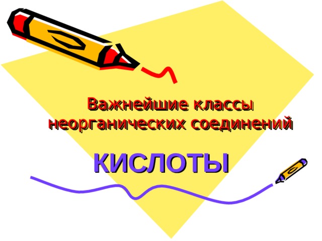 Важнейшие классы неорганических соединений КИСЛОТЫ 