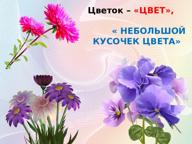 Цветок – «ЦВЕТ»,  « НЕБОЛЬШОЙ КУСОЧЕК ЦВЕТА»  