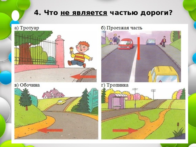 4. Что не является частью дороги? 
