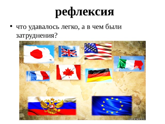 рефлексия что удавалось легко, а в чем были затруднения? 
