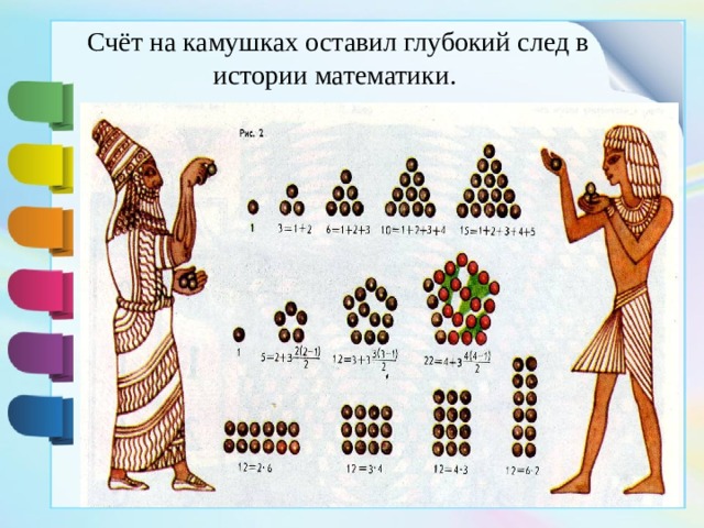 Счёт на камушках оставил глубокий след в истории математики. 