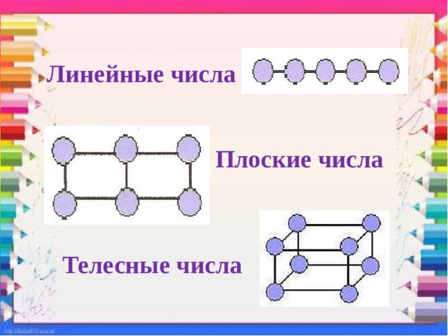 Линейные числа Плоские числа Телесные числа 