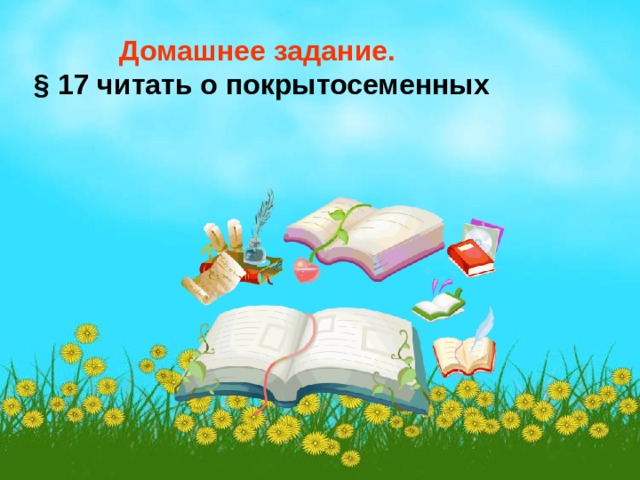  Домашнее задание. § 17 читать о покрытосеменных 