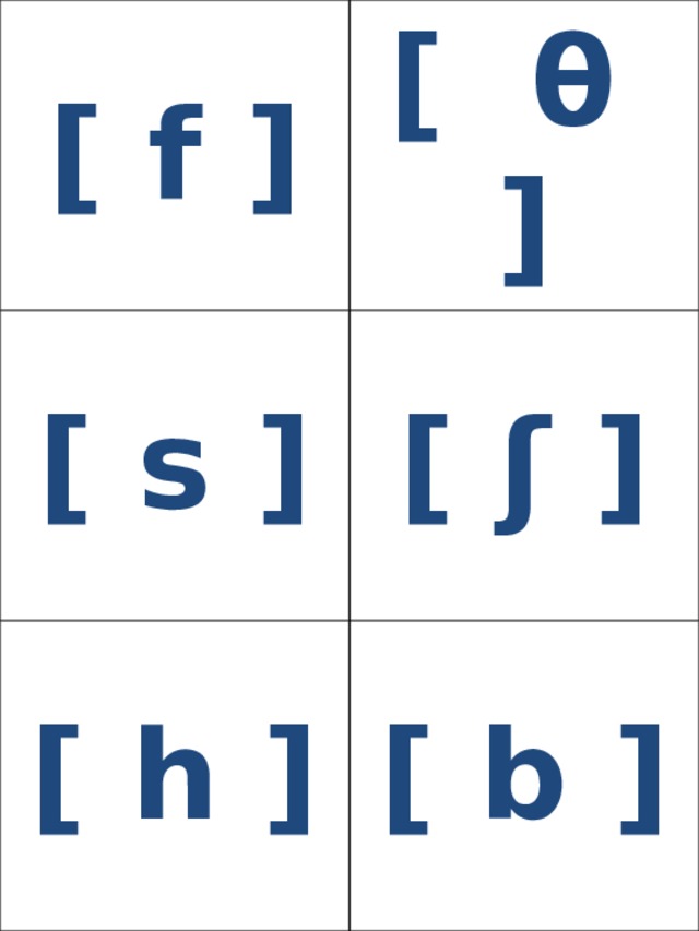 [ f ] [ θ ] [ s ] [ ʃ ] [ h ] [ b ] 