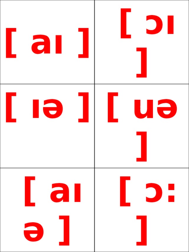 [ aı ]   [ ɔı ] [ ıə ]   [ uə ]   [ aıə ]   [ ɔ: ] 
