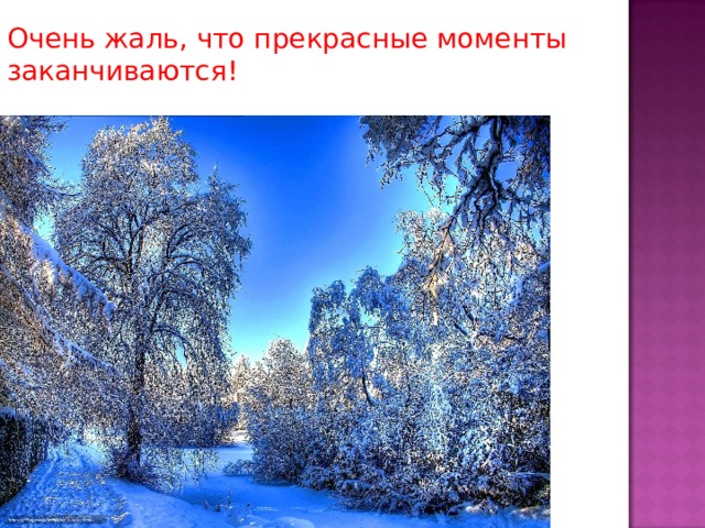 Очень жаль, что прекрасные моменты заканчиваются! 