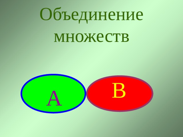Объединение множеств В А 