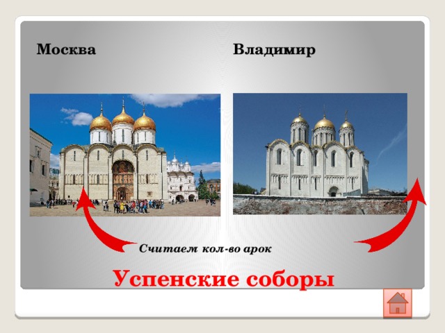 Москва Владимир Считаем кол-во арок Успенские соборы 