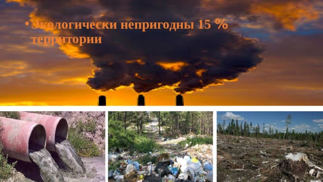 Экологически непригодны 15 % территории 