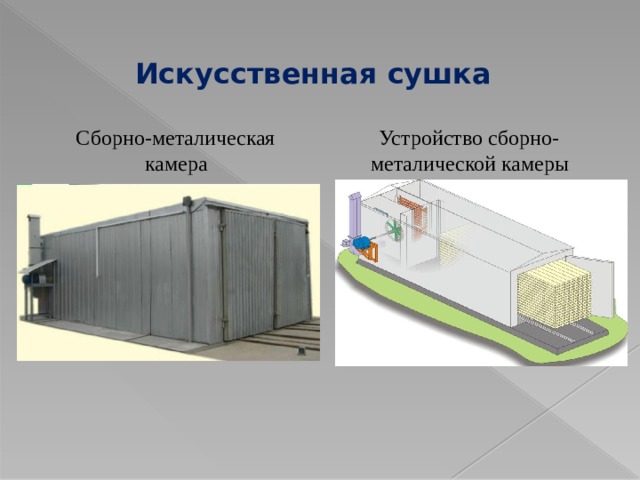 Искусственная сушка   Сборно-металическая камера Устройство сборно-металической камеры 